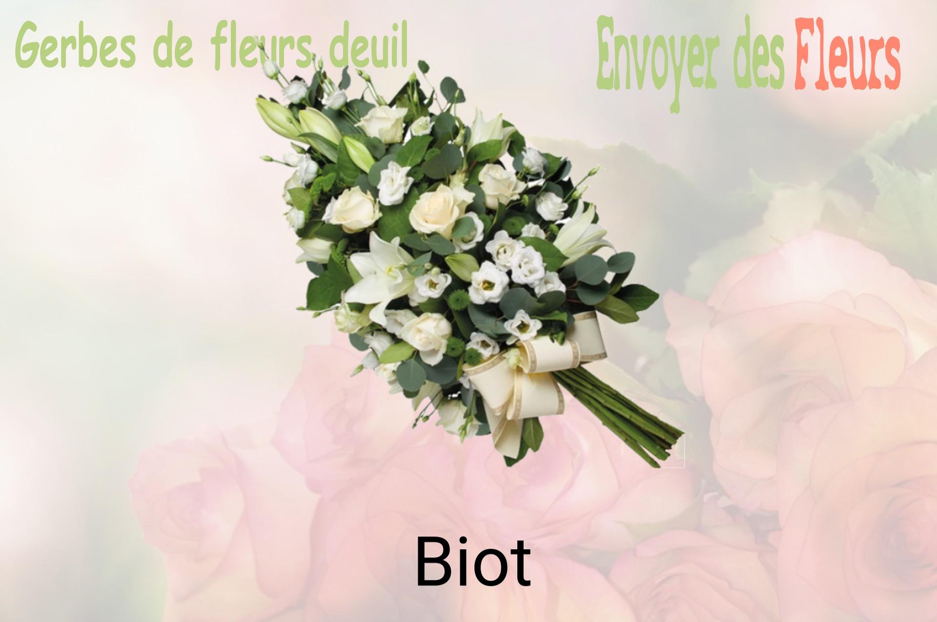 Gerbe de fleurs de deuil livrée à Biot